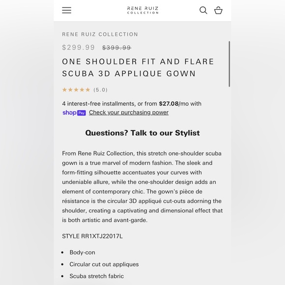 Rene Ruiz Collection One Shoulder Fit and Flare Scuba 3D Appliqué Gown - Picture 16 of 16